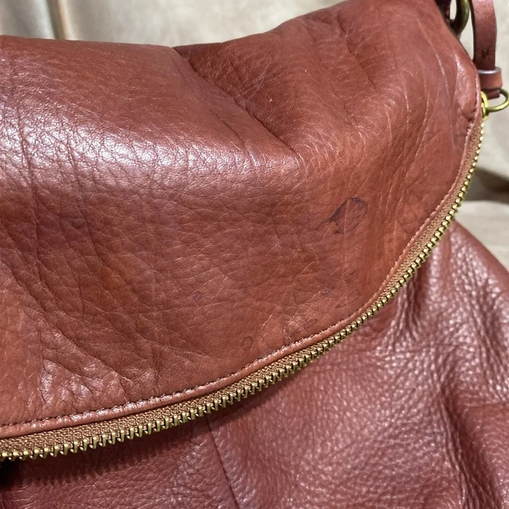 Margot Natalie Leather Fold Over Hobo Crossbody Bag Shoulder Purse